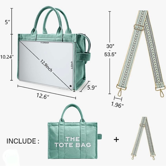 The Tote Bag, Mint Green, Medium - Picture 3 of 8